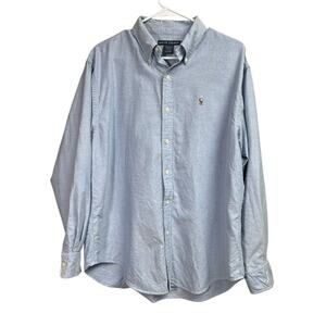 Ralph Lauren Vintage Blue Oxford Embroidered Logo Men's Button Up Size 14